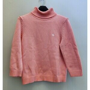 Vtg 90s LRL Ralph Lauren Pink Sweater Turtleneck 3/4 Sleeve 100% Cotton Preppy